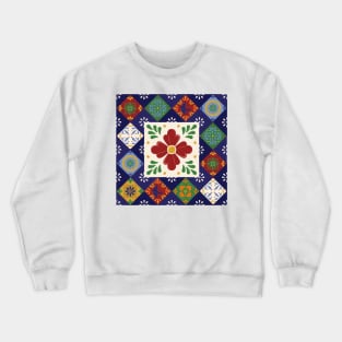 Mexican Talavera Floral Pattern by Akbaly Crewneck Sweatshirt